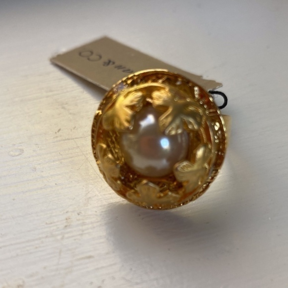 Anthropologie Gold Floral Statement Ring